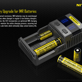 Nitecore Superb Charger SC2 2-Channel Selectable Current Smart Battery Charger for Li-ion, Ni-Cd, NiMH Batteries, and USB Devices