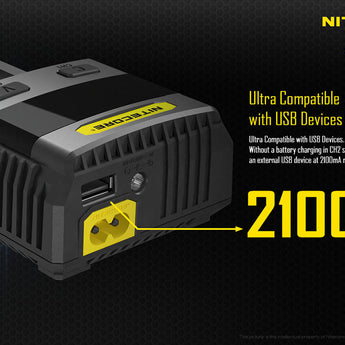 Nitecore Superb Charger SC2 2-Channel Selectable Current Smart Battery Charger for Li-ion, Ni-Cd, NiMH Batteries, and USB Devices