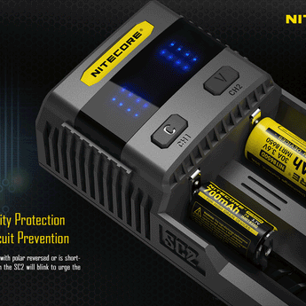 Nitecore Superb Charger SC2 2-Channel Selectable Current Smart Battery Charger for Li-ion, Ni-Cd, NiMH Batteries, and USB Devices