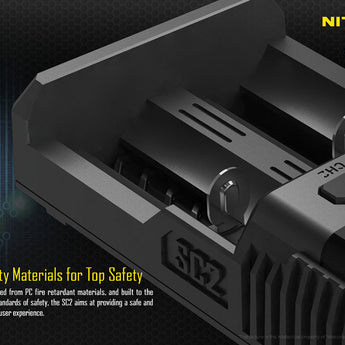 Nitecore Superb Charger SC2 2-Channel Selectable Current Smart Battery Charger for Li-ion, Ni-Cd, NiMH Batteries, and USB Devices