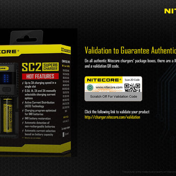 Nitecore Superb Charger SC2 2-Channel Selectable Current Smart Battery Charger for Li-ion, Ni-Cd, NiMH Batteries, and USB Devices