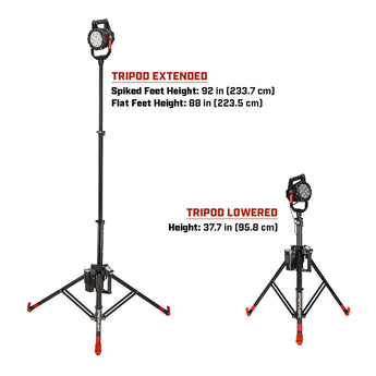 Streamlight Portable Scene Light III - Extended and Retracted Tripod Heights
