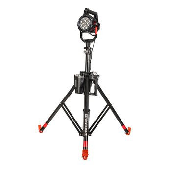 Streamlight Portable Scene Light III - Front Left Facing Angle - Full Tripod System - Plugged In