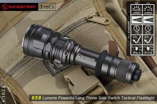 SUNWAYMAN T20CS LED Flashlight with 658 Lumen CREE U2 LED - Uses 2xR/CR123A or 1x18650