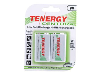 Tenergy Centura LSD 10002 9V 200mAh 8.4V Nickel Metal Hydride (NiMH) Battery with Snap Connector - 2 Piece Retail Card