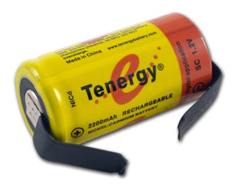 Tenergy 20300-1 Sub C 2200mAh 1.2V Nickel Cadmium (NiCd) Flat Top Battery with or without Tabs - Bulk