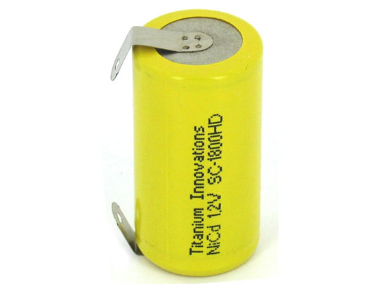 Titanium Innovations Sub C 1800mah NiCd 1.2V FLAT TOP w/ SOLDER TABS, 10C HIGH DISCHARGE RATE SC-1800HD-T