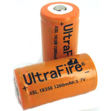 UltraFire XSL 18350 1200mAh 3.7V Unprotected Lithium Ion (Li-ion) Button Top Battery - Bulk