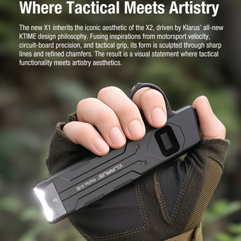 Klarus X1-V3 Tactical Flat Flashlight - 4,200 Lumens - USB-C Rechargeable 2700mAh Li-ion Battery - Slimline or Tactical Ring Versions