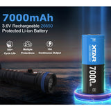 XTAR 26650 7000mAh 3.6V 10A Protected Lithium Ion (Li-ion) Button Top Battery - Boxed