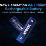 XTAR AA 2500mAh / 4150mWh 1.5V Rechargeable Protected Lithium-Ion Lithium Nickel Manganese Cobalt Oxide (LiNiCoMnO2) Button Top Battery - Bulk
