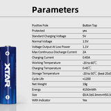 XTAR AA 2500mAh / 4150mWh 1.5V Rechargeable Protected Lithium-Ion Lithium Nickel Manganese Cobalt Oxide (LiNiCoMnO2) Button Top Battery - Bulk
