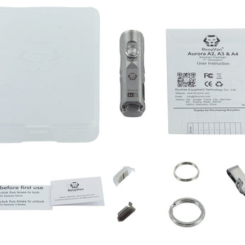 RovyVon Aurora A4 USB-C Rechargeable LED Keychain Flashlight - Titanium - Luminus SST-20 LED or Nichia 219C