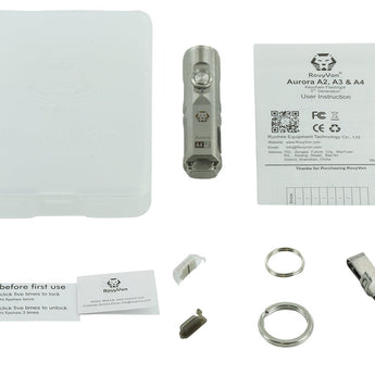 RovyVon Aurora A4 USB-C Rechargeable LED Keychain Flashlight - Titanium - Luminus SST-20 LED or Nichia 219C