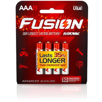 Rayovac Fusion 824-8CT AAA 1.5V Alkaline Button Top Batteries - 8 Piece Retail Card