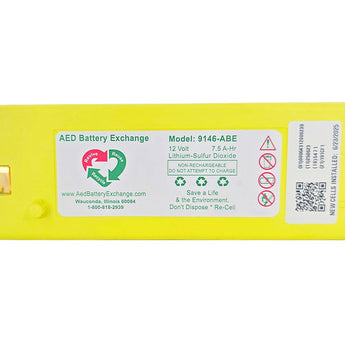 AED Replacement 9146 7500mAh 12V Lithium Sulfur Dioxide (LiSO2) Battery Pack for Cardiac Science™ Powerheart G3 and G3 Plus Defibrillators - Blue, White, or Yellow