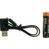 Acebeam ARC14500N-800 14500 800mAh 3.7V Protected Lithium Ion (Li-Ion) Button Top Battery with Built-in Micro USB Charging Port and USB to Micro USB Charging Cable