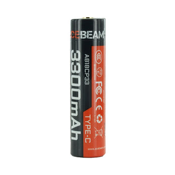 Acebeam AB18CP33-USB 18650 3300mAh 3.6V Protected High-Drain Lithium Ion (Li-ion) Button Top Battery with USB-C Charging Port