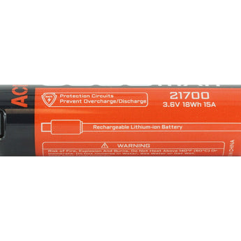 Acebeam AB21CP50-USB 21700 5000mAh 3.6V Protected High-Drain 15A Lithium Ion (Li-ion) Button Top Battery with Built-In USB-C Charging Port