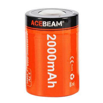 Acebeam 26350 2000mAh 3.7V Protected Lithium Ion (Li-ion) Button Top Battery with Built-In Micro USB Charge Port