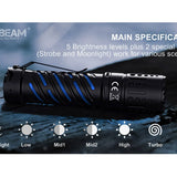 Acebeam E70-AL LED Flashlight - CREE XHP70.2 - 4600 Lumens - 6500K (Cool White) or 5000K (Neutral White) - Uses 1 x 21700 - Aluminum
