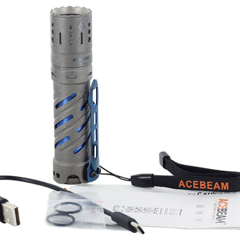 Acebeam E70 Mini TI LED Flashlight - Nichia 519A - Includes 1 x 18650