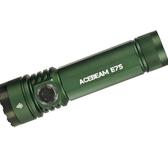 Acebeam E75 USB-C Rechargeable LED Flashlight - Cool White or High CRI LED Options - Includes 1 x 21700 - Anodized Black, Grey, Teal, Green, or MAO Gray Marbling