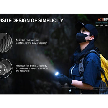 Acebeam E75 USB-C Rechargeable LED Flashlight - Cool White or High CRI LED Options - Includes 1 x 21700 - Anodized Black, Grey, Teal, Green, or MAO Gray Marbling