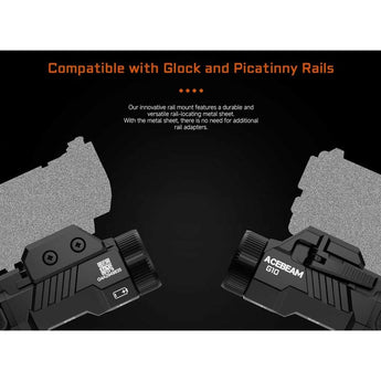 Acebeam G10 LED Weapon Light - 600 Lumens - Luminus SFT-25R - Includes 1 x 16340 with USB-C Charging Port - Black or Micro-Arc Oxidation (MAO) Gray Marbling