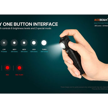 Acebeam H15-V2 USB-C Rechargeabl;e LED Headlamp - 2800 Lumens - Includes 1 x 18650