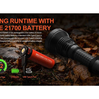 Acebeam L19 2.0 Long Range LED Flashlight - 2200 Lumens - Includes 1 x 21700 - White or Green LEDs