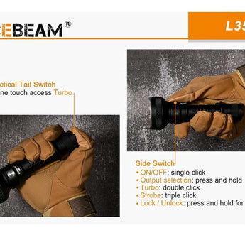 Acebeam L35 Tactical LED Flashlight - 5000 Lumens - Uses 1 x 21700 (not included) - CREE