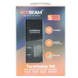 Acebeam Terminator M2 LED Flashlight - 2000-Lumen High CRI Black or 3200-Lumen Cool White OD Green - Includes 1 x USB-C Rechargeable 18650