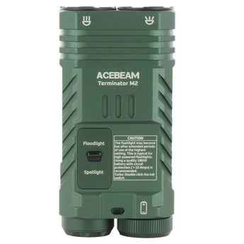 Acebeam Terminator M2 LED Flashlight - 2000-Lumen High CRI Black or 3200-Lumen Cool White OD Green - Includes 1 x USB-C Rechargeable 18650