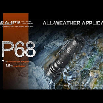 Acebeam Defender P16 USB-C Rechargeable LED Flashlight - 1800 Lumens - Luminus SFT40 - Includes 1 x 18650 - Black or Gray