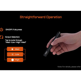 Acebeam PT20 LED Penlight - 500 Lumens - Luxeon HL4X - Includes 1 x 10880 - Black or Silver