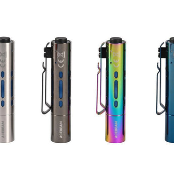 Acebeam Rider RX EDC LED Flashlight - 650 Lumens - NICHIA 219F - Includes 1 x USB-C Rechargeable 14500 - Rainbow, Blue