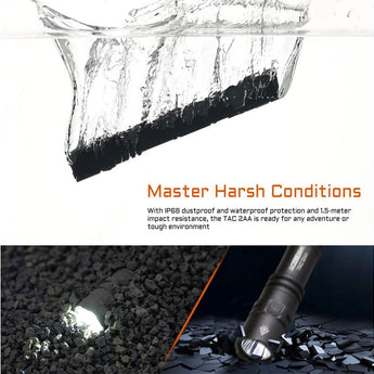 Acebeam TAC-2AA LED Flashlight - 1600 or 1400 Lumens - Includes 1 x USB-C Rechargeable Battery Pack - Choice of Color and LED