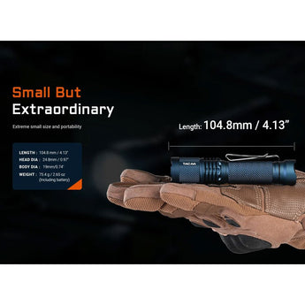 Acebeam TAC AA 2.0 LED Flashlight - 1000 Lumens - Luminus SFT-25R Hi - Includes 1 x 3.7V 1000mAh 14500 with Built-in USB-C Charging Port - Black, Red, or Blue