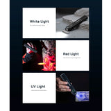 Acebeam UC20 USB-C Rechargeable EDC LED Flashlight Informational Slide - White, Red, and UV Light