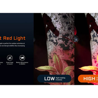 Acebeam UC20 USB-C Rechargeable EDC LED Flashlight Informational Slide - Soft Red Light