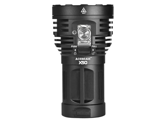 Acebeam X50 High Intensity USB-C Rechargeable Handheld Searchlight - Vertical Front View