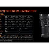 Acebeam X50 2.0 High Intensity USB-C Rechargeable Handheld Searchlight - 45000 Lumens - Uses Built-In 10.8V 4250mAh Li-ion Battery Pack - Cool or Neutral White LEDs