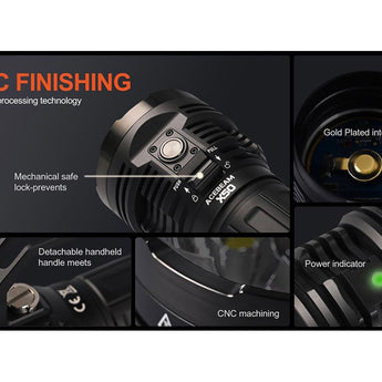Acebeam X50 2.0 High Intensity USB-C Rechargeable Handheld Searchlight - 45000 Lumens - Uses Built-In 10.8V 4250mAh Li-ion Battery Pack - Cool or Neutral White LEDs