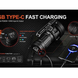 Acebeam X75 USB-C Rechargeable LED Searchlight - CREE XHP70.3 HI - 67000 Lumens - Uses 14.4V 61.2Wh Li-ion Battery Pack - Black or MAO Marble Finish