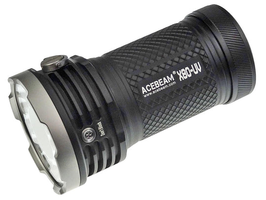 Acebeam X80 UV LED Flashlight - 4 x CREE XHP50.2 - 10000 Lumens - 16 x Nichia 276A - 365nm - Includes 4 x 18650