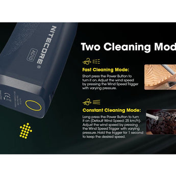 Nitecore AD10 Professional Cord-Free Electric Air Duster - High CRI LED - Uses Built-in 28.86Wh Li-ion Battery Pack