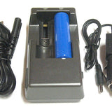 AE Light 2-Bay 18650 Battery Charger - 120V AC - 12/24V DC - Includes 1 x 18650