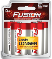 Rayovac Fusion 813-4T D-cell 1.5V Alkaline Button Top Batteries - 4 Piece Retail Card