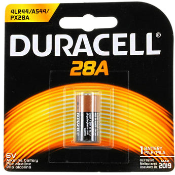 Duracell PX 28A A544 100mAh 6V Alkaline Button Top Medical Battery - Equivalent to 4LR44, 544 (PX28AB) - 1 Piece Retail Card